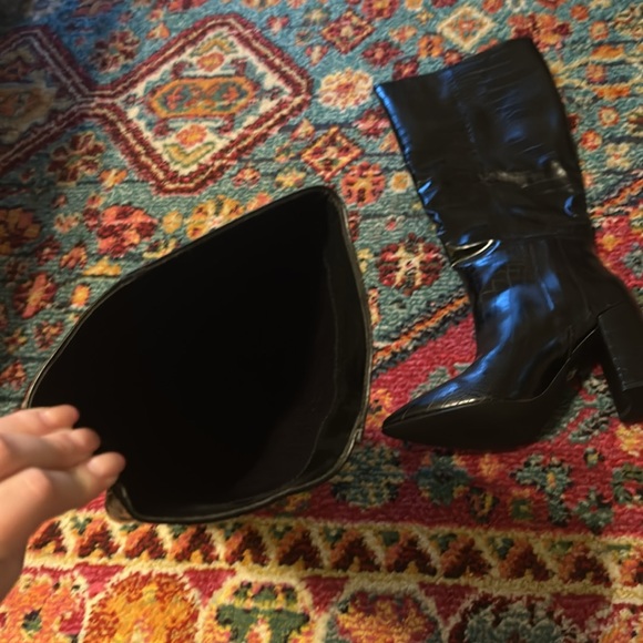 Knee High Black Crocodile Boots - Picture 9 of 10